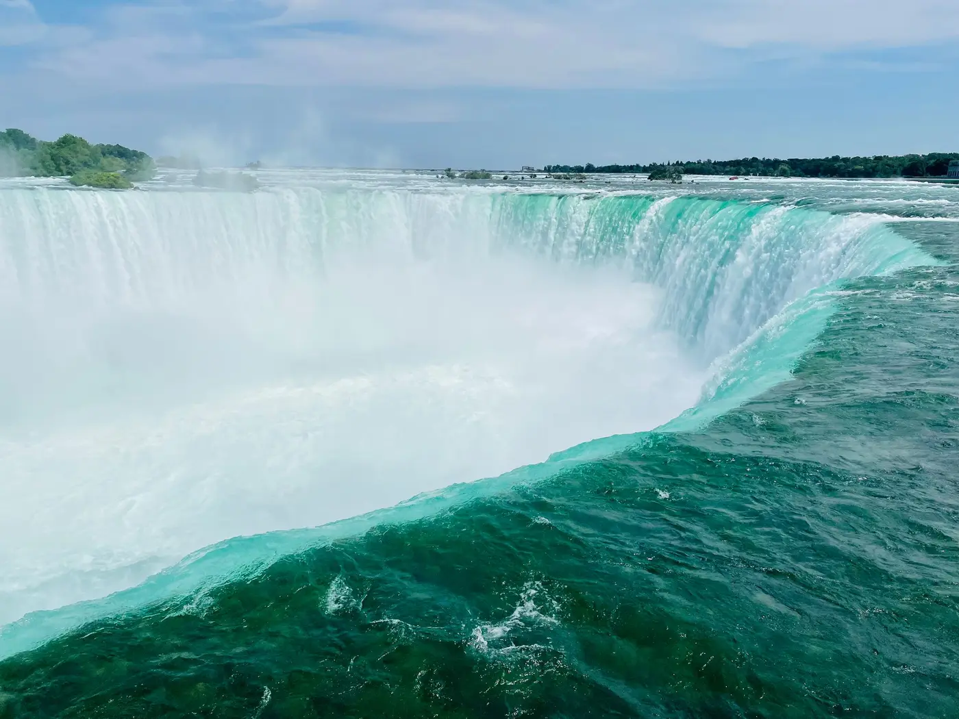 Horseshoe Falls at Niagara, with mist above the river.