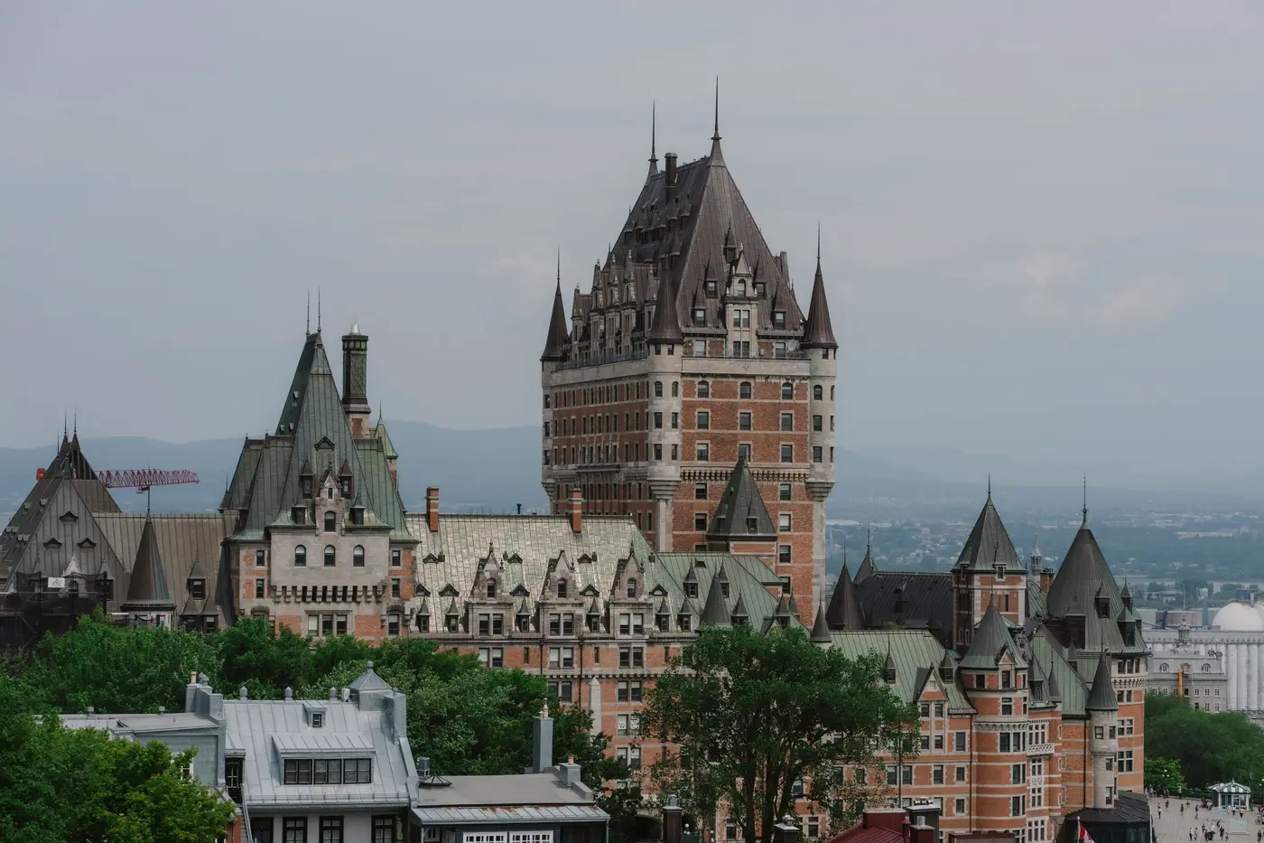 Chateau Frontenac above the St. Lawrence River in Quebec City.